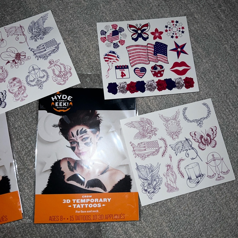 Temporary tattoo bundle; minimalist looks & Fourth of July